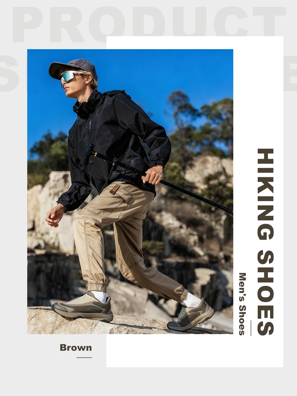 Baasploa Herren Trail Adventure Trainingsschuhe mit Seitenreißverschluss Outdoor-Fußbekleidung Atmungsaktive Reise-Sneaker Leichte Wanderschuhe – Detail 11