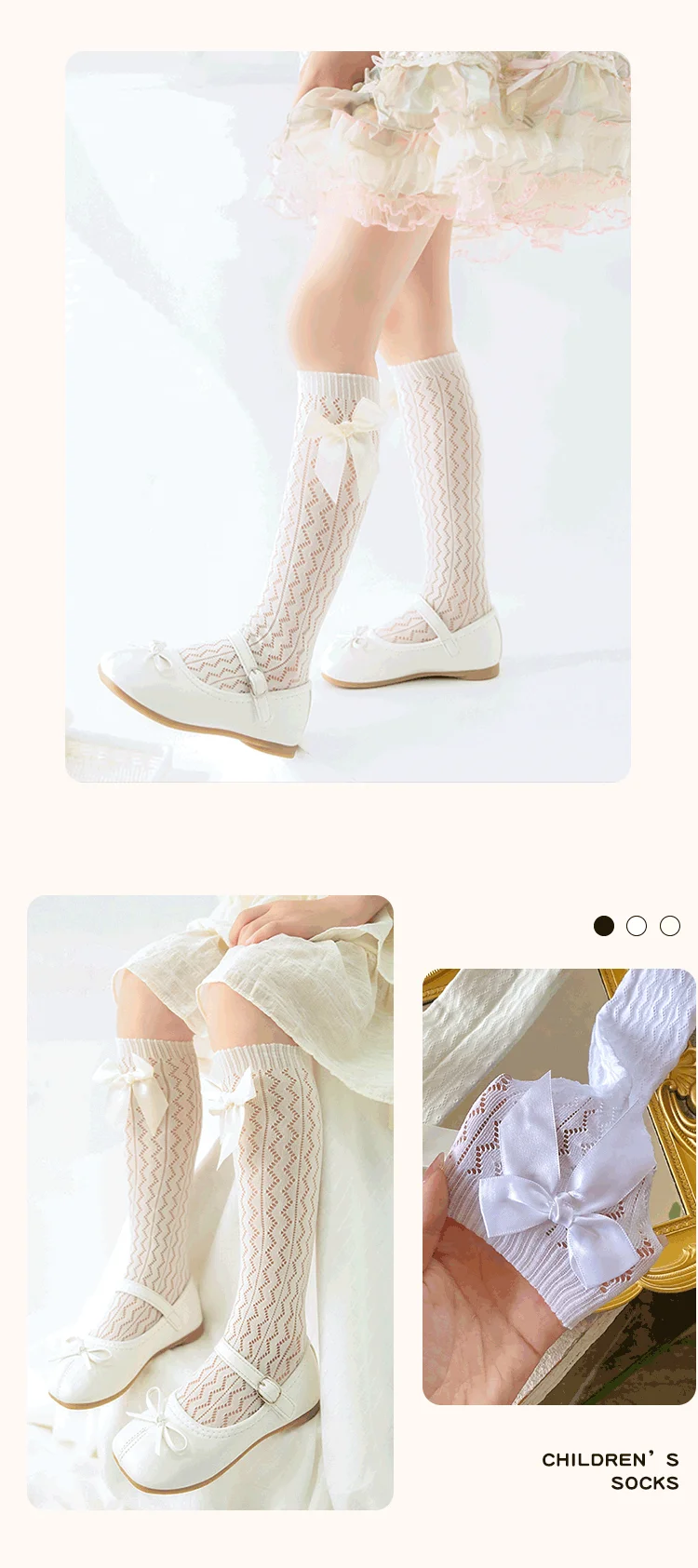 Süße Studenten-Lange Kawaii Socken Baby Kinder Geometrische Wellenförmige Overknee-Socken Prinzessin Lolita Mädchen Schleife Hohle Netzstrümpfe – Detail 8
