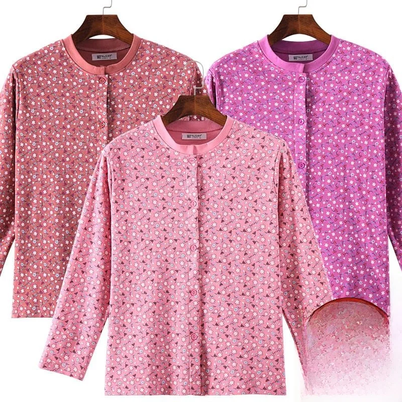 ladies-pure-cotton-button-up-sleepwear-home-clothes-spring-autumn-mom-home-cotton-outerwear-long-sleeve-round-neck-print