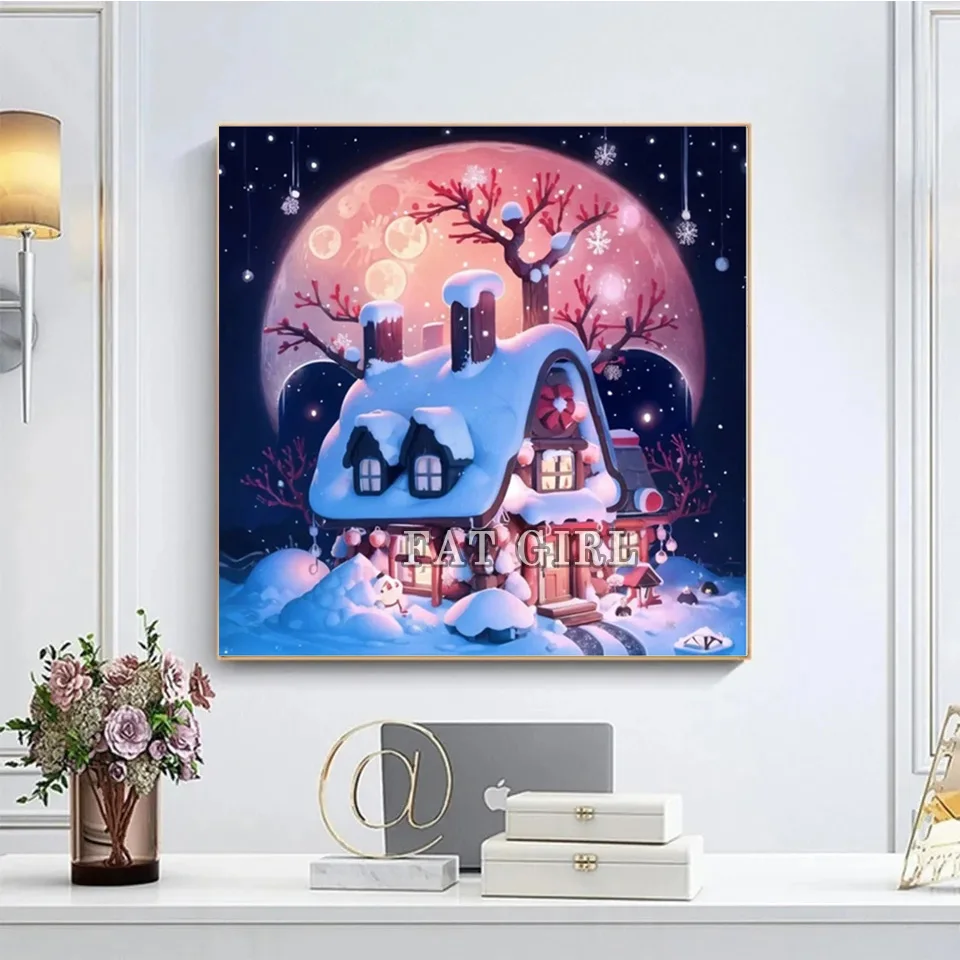 Diamond Painting Kits Snow House 5D Diy Embroidery Mosaic Christmas Landscape Full Square Round Handmade Cross Stitch Home Decor