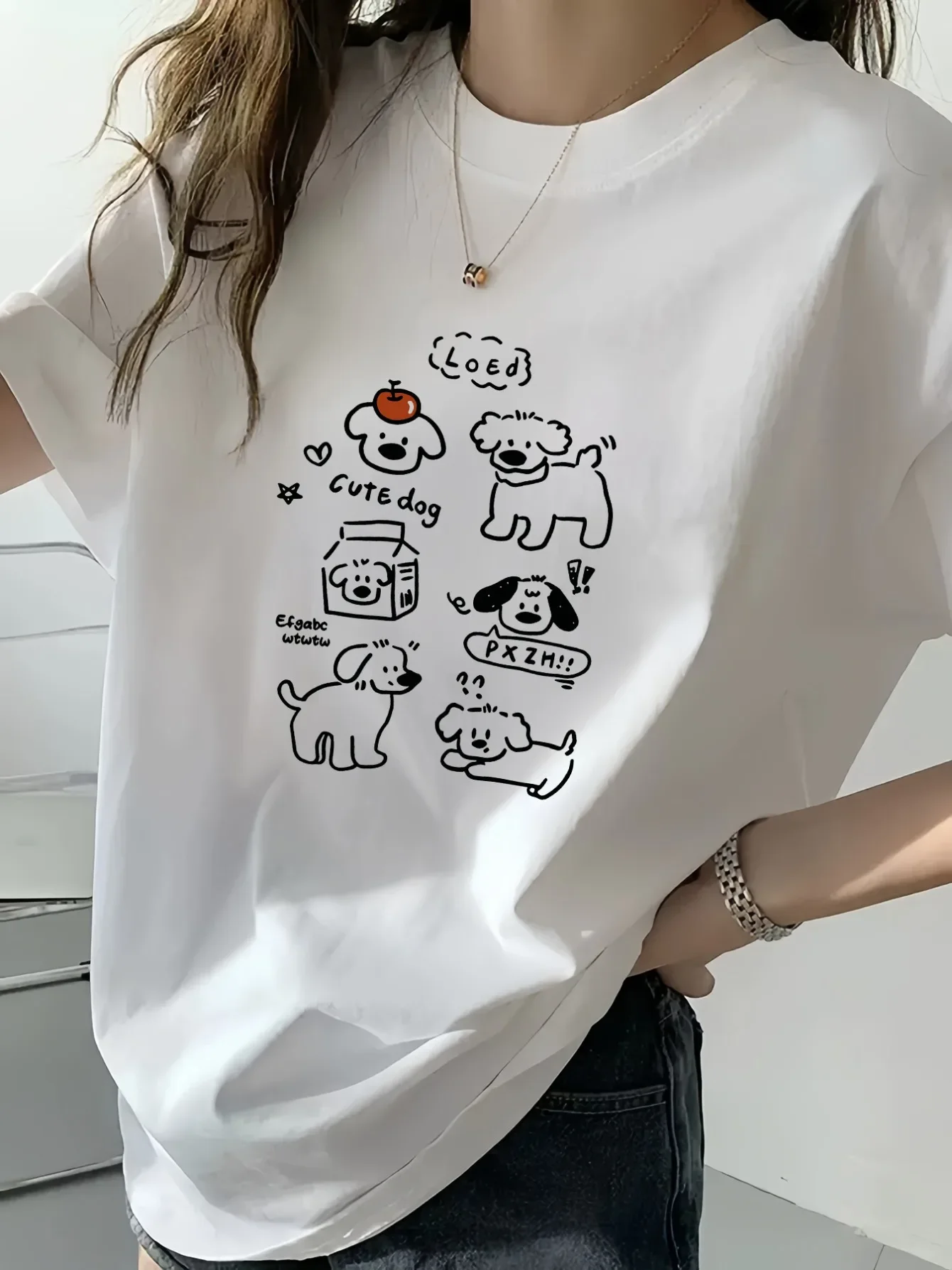 Camisetas de manga corta con estampado de perro lindo parao y ilustraciones de cachorros juguetonascamiseta blanca de verano
