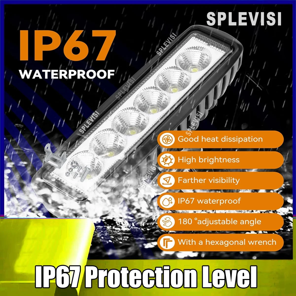 2x Marine Boat Spot Spreader Lights LED Deck/Marine Lights 18W IP67 Waterproof White 6000K Boat Accessories W/ Mounting Bracket
