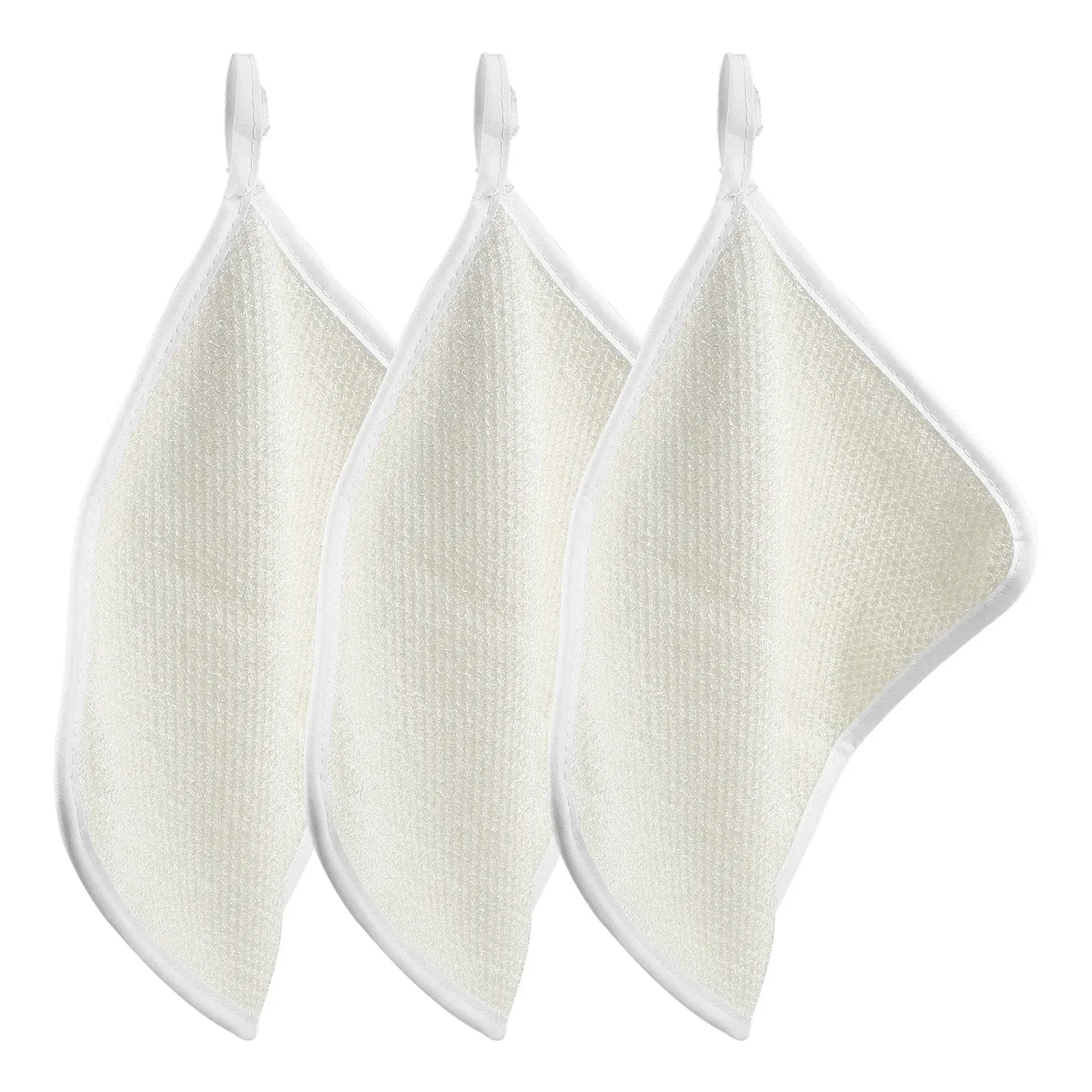 Exfoliating Wash Cloth 3 Pack Nylon Quick Dry Bath Towels for Face and Body Cleansing and Scrubbing