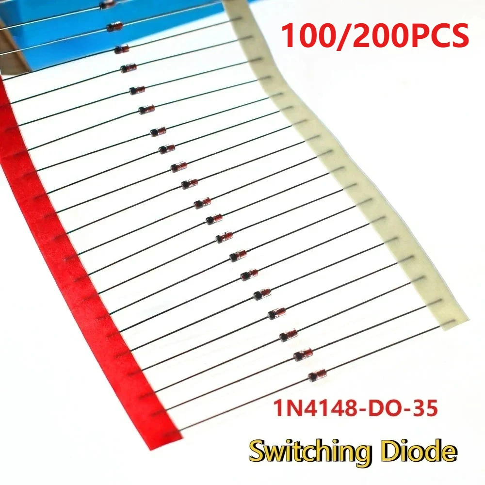 100/200 Stück 1N4148 DO-35 Schaltdiode IN4148 200mA 100V Hochgeschwindigkeitsdioden-Kit