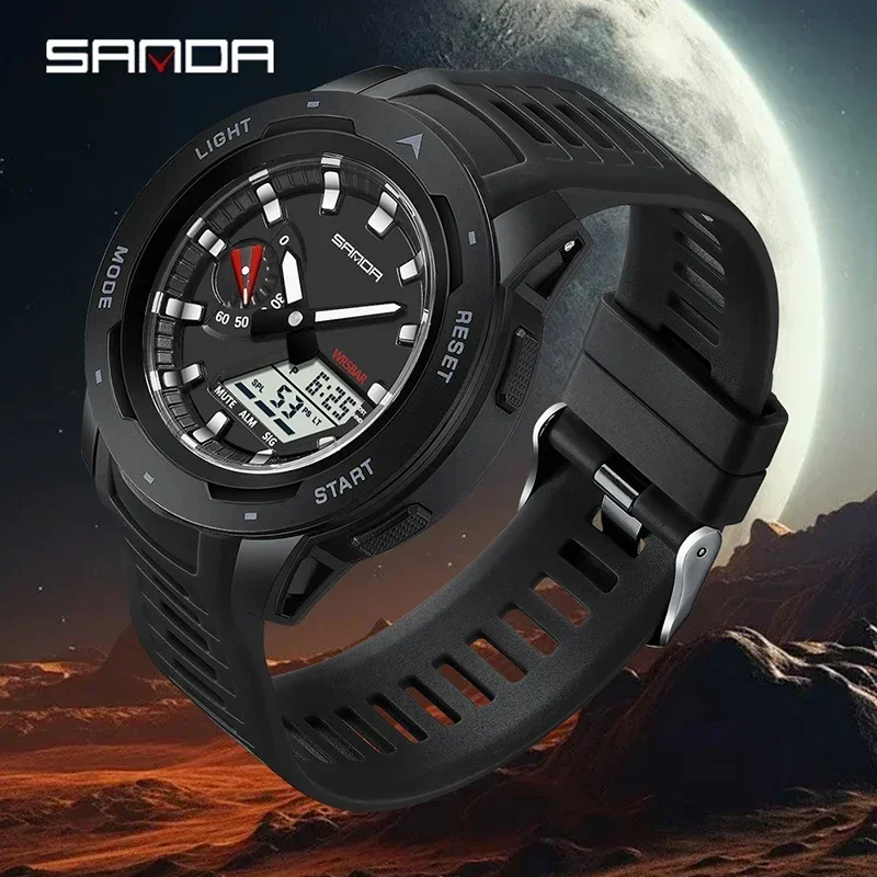 SANDA G style Men Quartz Watch Calendar Timer Alarm Multifunctional Clock Waterproof Military LED Digital Electronic Men's Watch