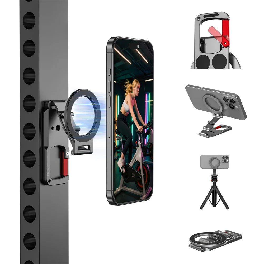 Suporte Magnético para Celular com Adaptador MagSafe Maglock para Tripé, Ímã para Golfe, Academia, Suporte de Metal com Mosquetão Duplo para iPhone 17