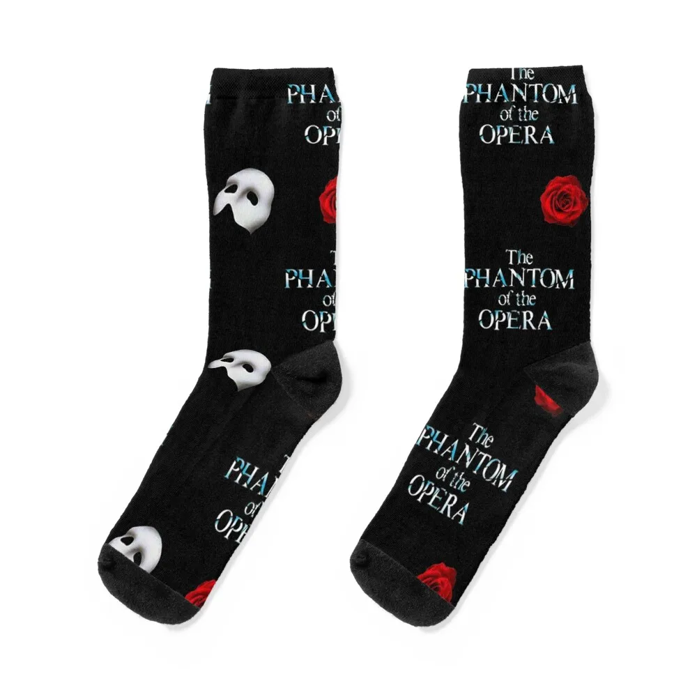 

Phantom OG Opera Ghost Pattern with Mask and Rose Socks essential floor Woman Socks Men's