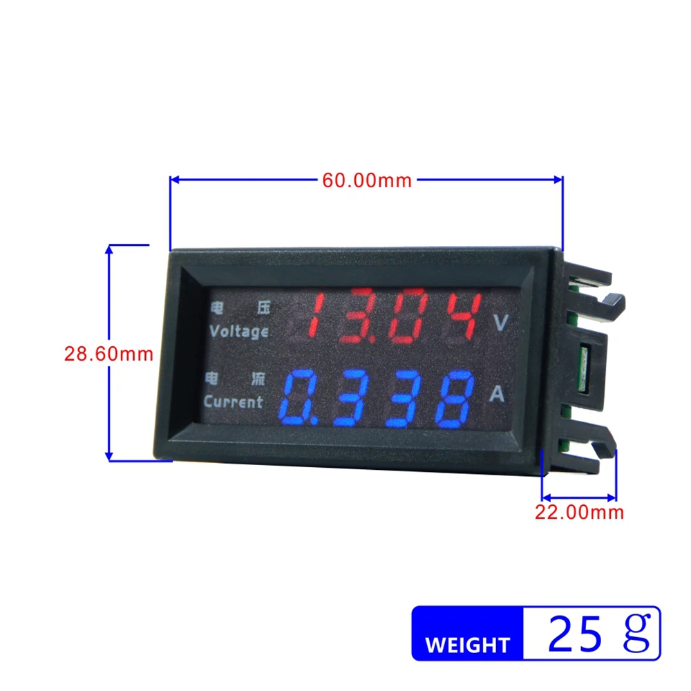 M4430 DC 0-100V 10A Electronic Digital Voltmeter Ammeter Red Blue LED Display Voltage Current Meters Tester Detector