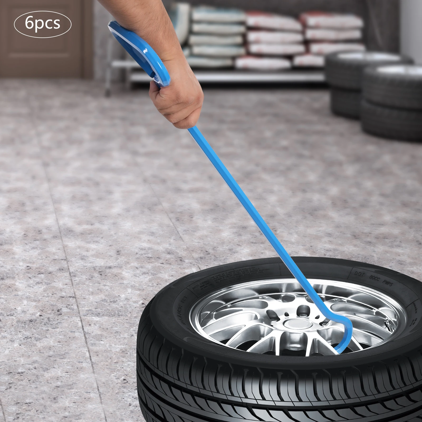 

6pcs Blue Alloy Steel 30-inch Multifunctional Hook Bearing 200kg D-type Handle Manhole Cover Lifting Tool Set