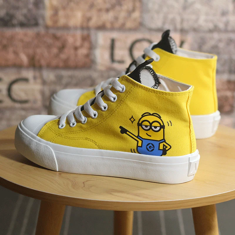 Anime Minions Canvas Shoes Cartoon Cute Boys Girls Fashion Printed High Top Sneakers Kawaii Summer Comfortable Breathable Shoes