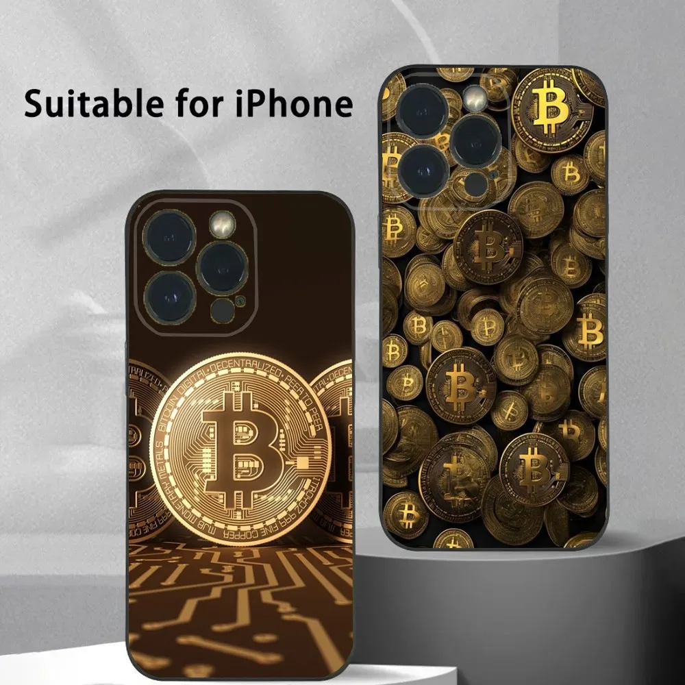 B-Bitcoin  Phone Case For iPhone 16 15 14 13 12 11 Plus,Pro Max,XS,X,XR,SE,Mini,8,7 Soft Silicone Black Cover