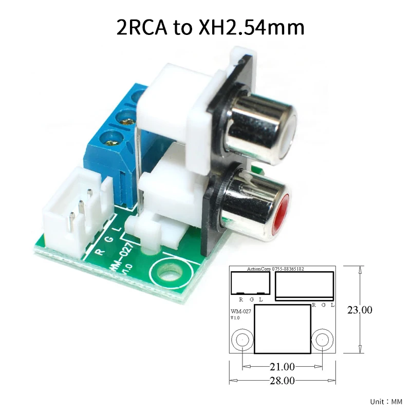 UNISIAN Audio Connection AUX 3.5mm RCA do XH2.54mm płyta Adapter sygnału do DIY wzmacniacza