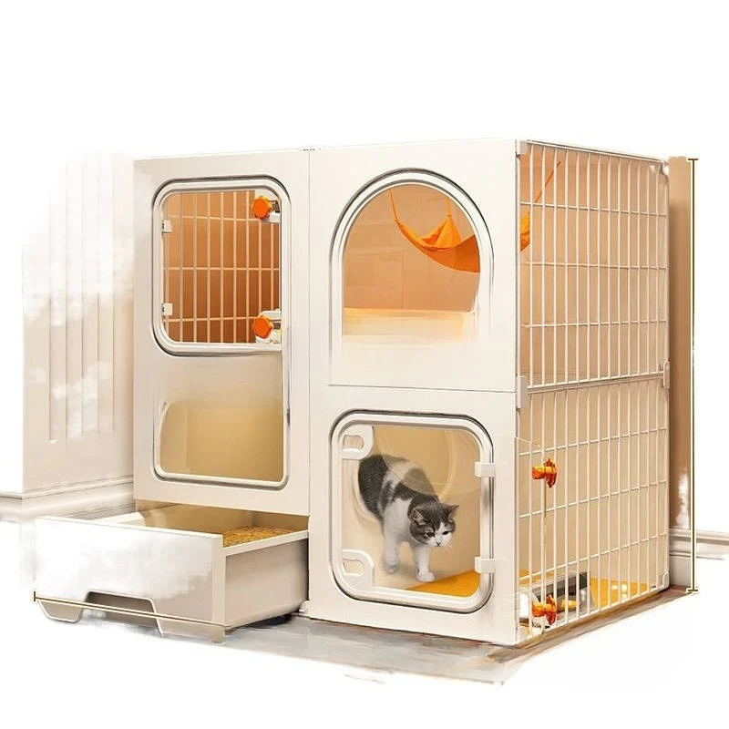 

Cat cage cat toilet litter box integrated household indoor small does not occupy an area villa kitten cage house