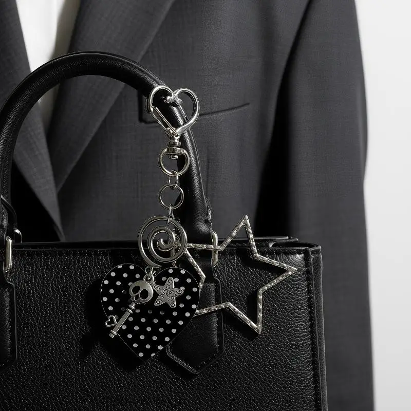 Y2K Stern-Herz-Polka-Dot-Anhänger Punk Koreanische Mode Schlüsselanhänger Schmuck Taschenanhänger Accessoires – Detail 2