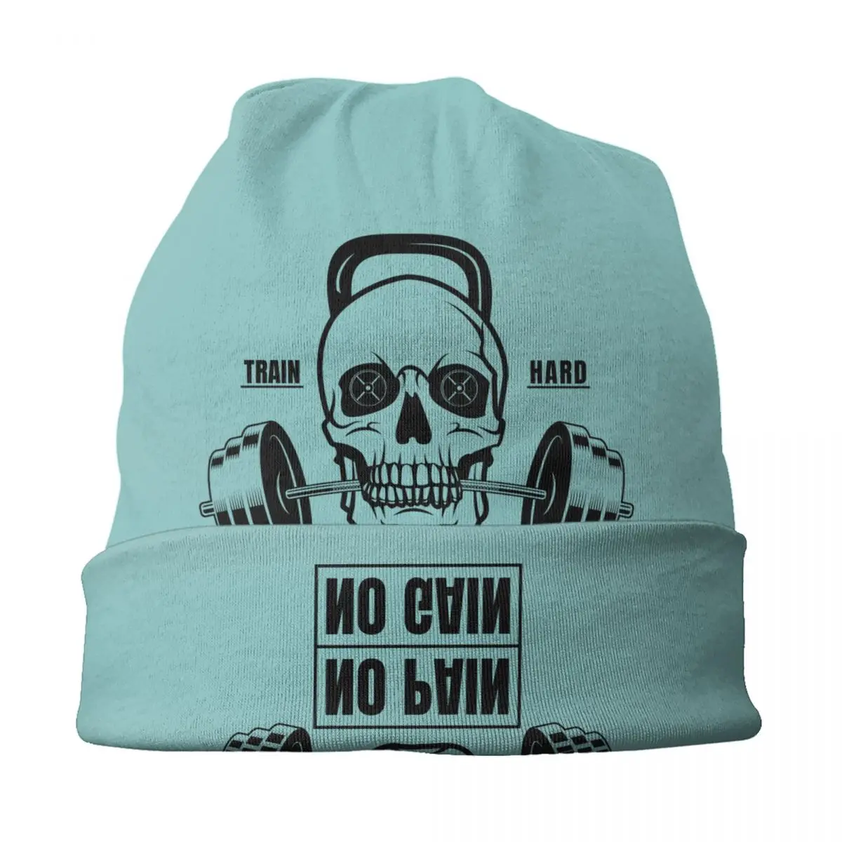 Custom No Pain No Gain Bonnet Hat Knit Hats Men Women Unisex Adult Bodybuilding Fitness Gym Winter Warm Skullies Beanies Caps