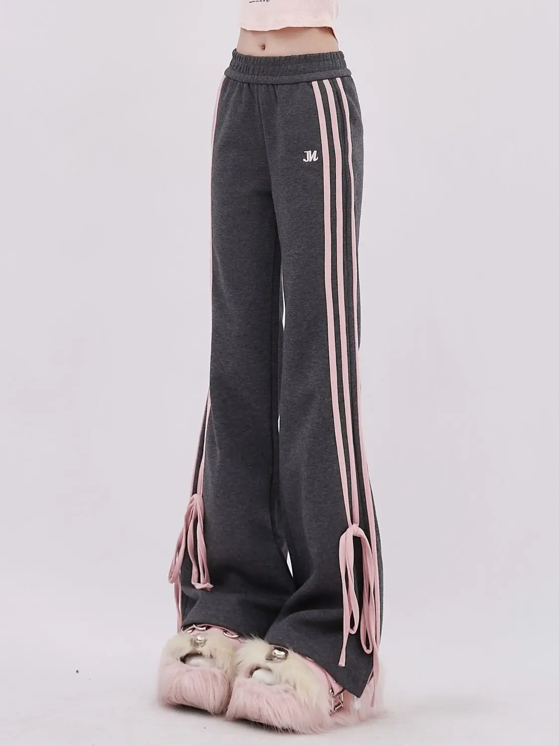 Casual Butterfly Strap Side Decoration Flared Pants Autumn Summer New Loose and Loose Wide Leg Pants Sweet Young Women Girls Y2K