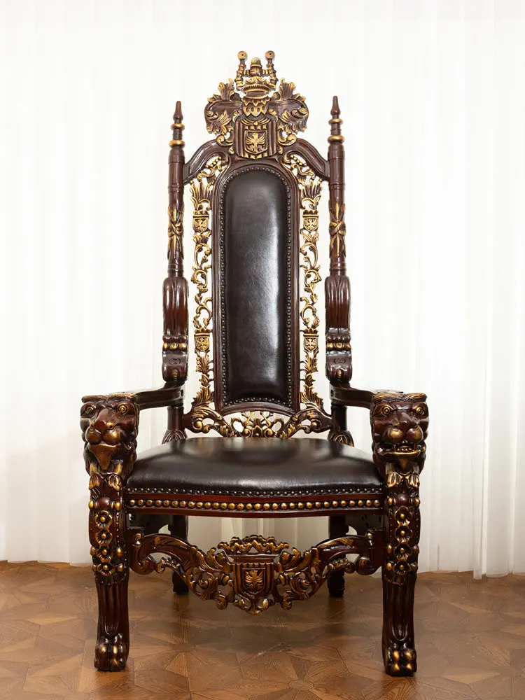 Cowhide soft bag single chair living room home engraved retro premium backrest high-end seat chair