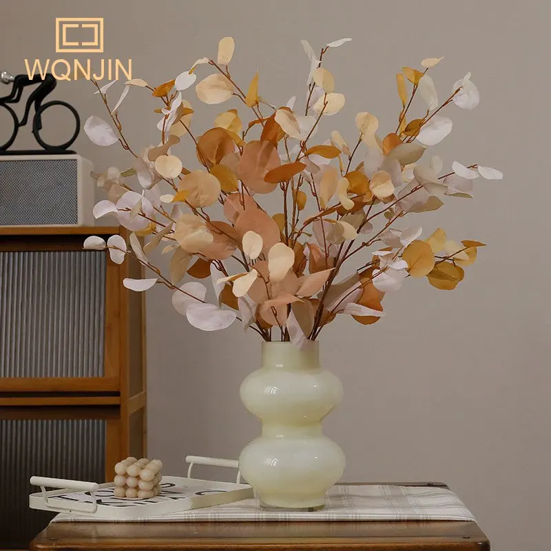1pc, Hotel hochzeits dekoration Herbst baum blätter künstliche Blumen simulation Eukalyptus apfel blätter – Detail 4
