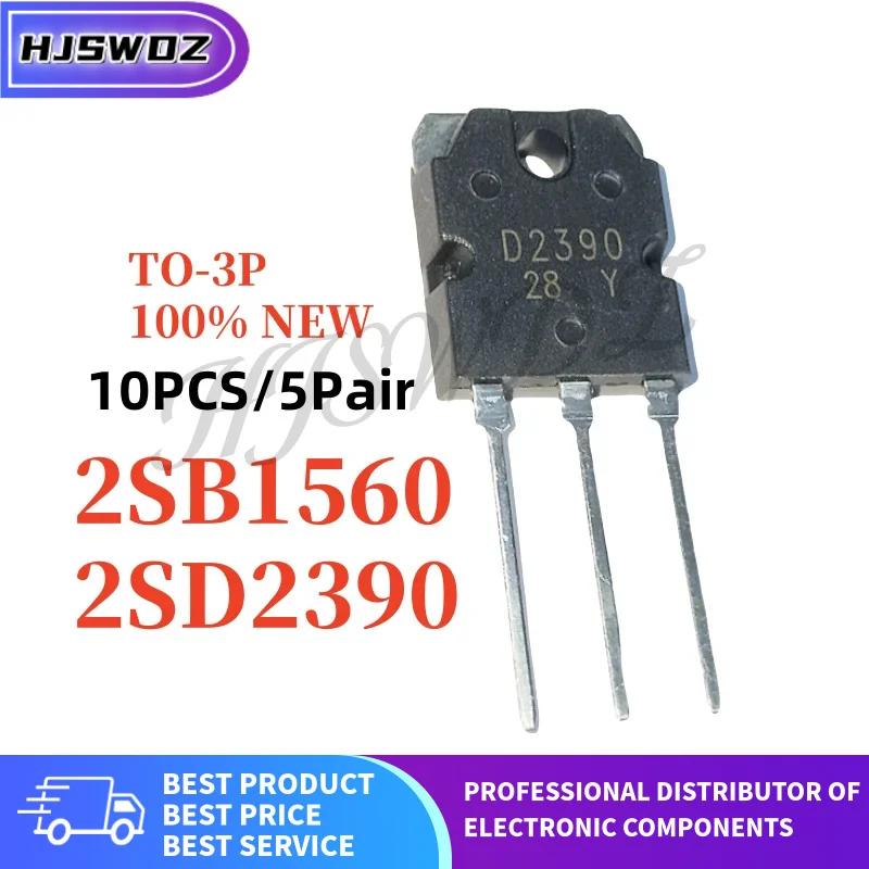 10PCS= 5Pairs NEW 2SB1560 2SD2390 B1560+ D2390 TO-3P Darlington Power Transistor