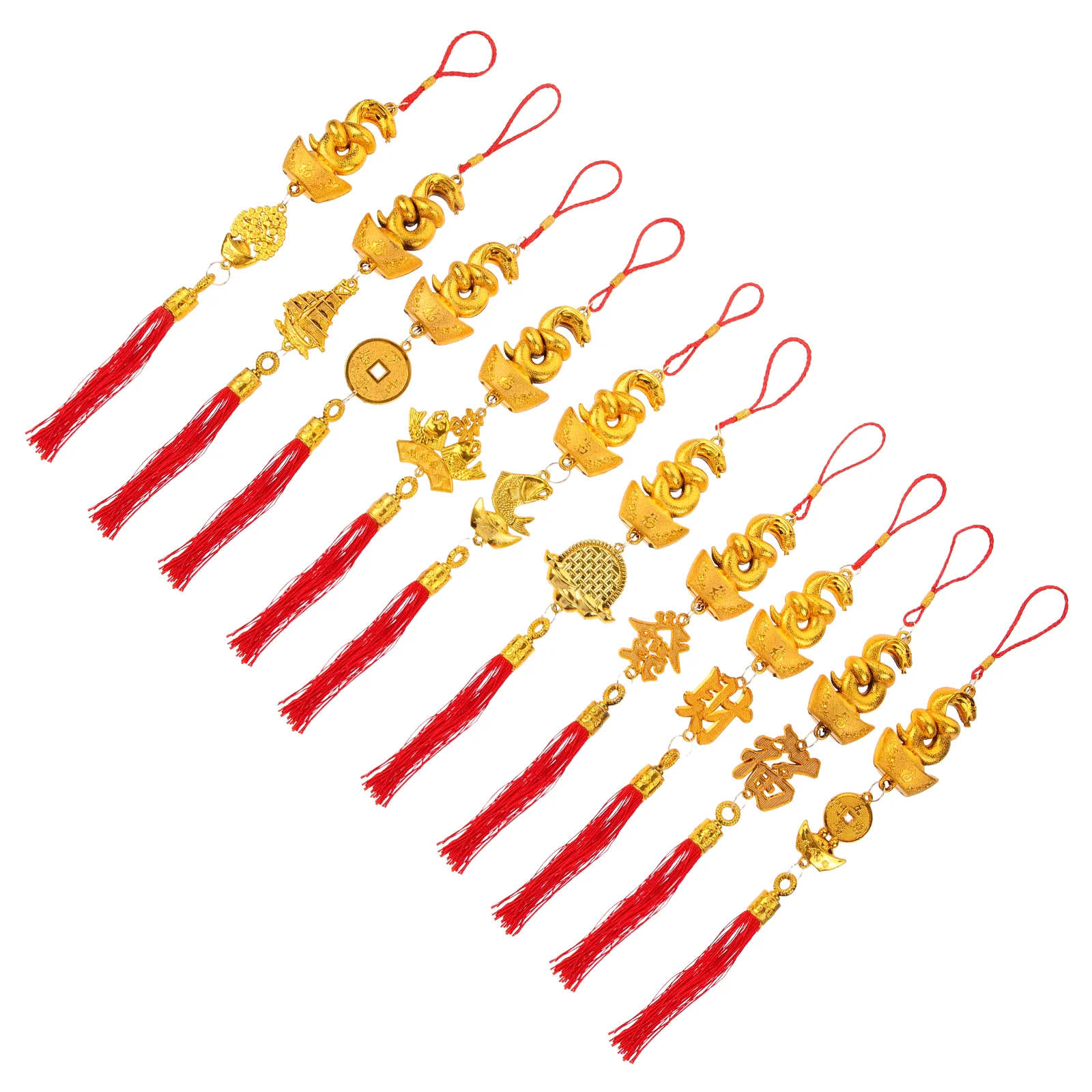 10 Pcs Pendant Bonsai Delicate Chinese Style Pendants Spring Festival Supplies Hanging New Years Decorations Cotton Thread