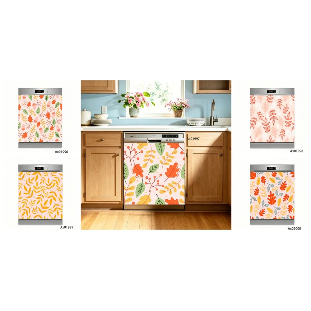 Tropical Monstera Leaf Dishwasher Door Sticker Self Adhesive Wallpaper Washing Machine Cabinets Wardrobe Door Aesthetics Decor