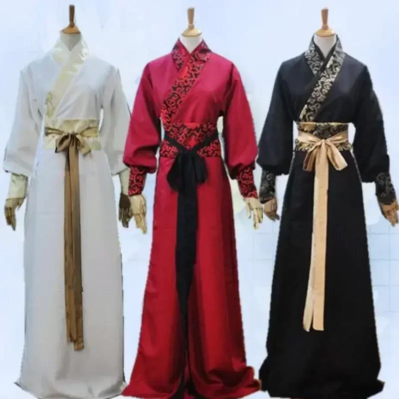 Red Black new Year chinese folk dance Wear clothes hanfu for women men skirt dress Shoes Hat traditional plus size cosplay anime