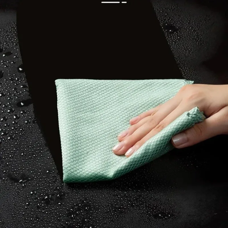 Microfiber Glass Cleaning Cloth Rag Lint-Free For Windows Car Kitchen Mirror No Trace Reusable Fish Scale Rag Polishing