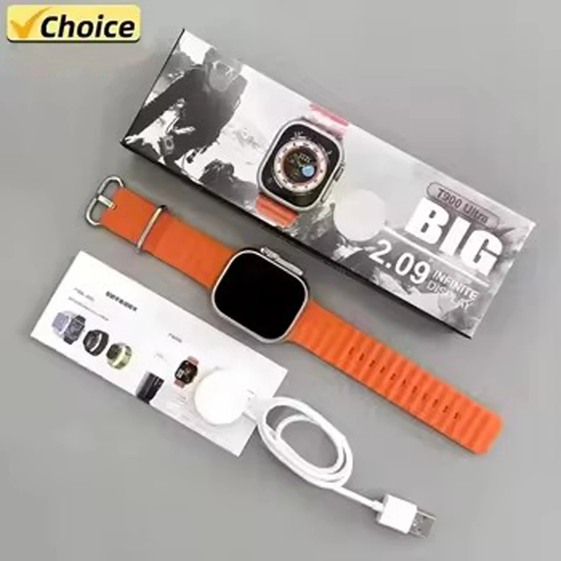

Новые умные часы T900 Ultra для мужчин, 49 мм серии 9 AMOLED, экран NFC, компас, водонепроницаемые для часов IOS, умные часы IWO Ultra 9 Call