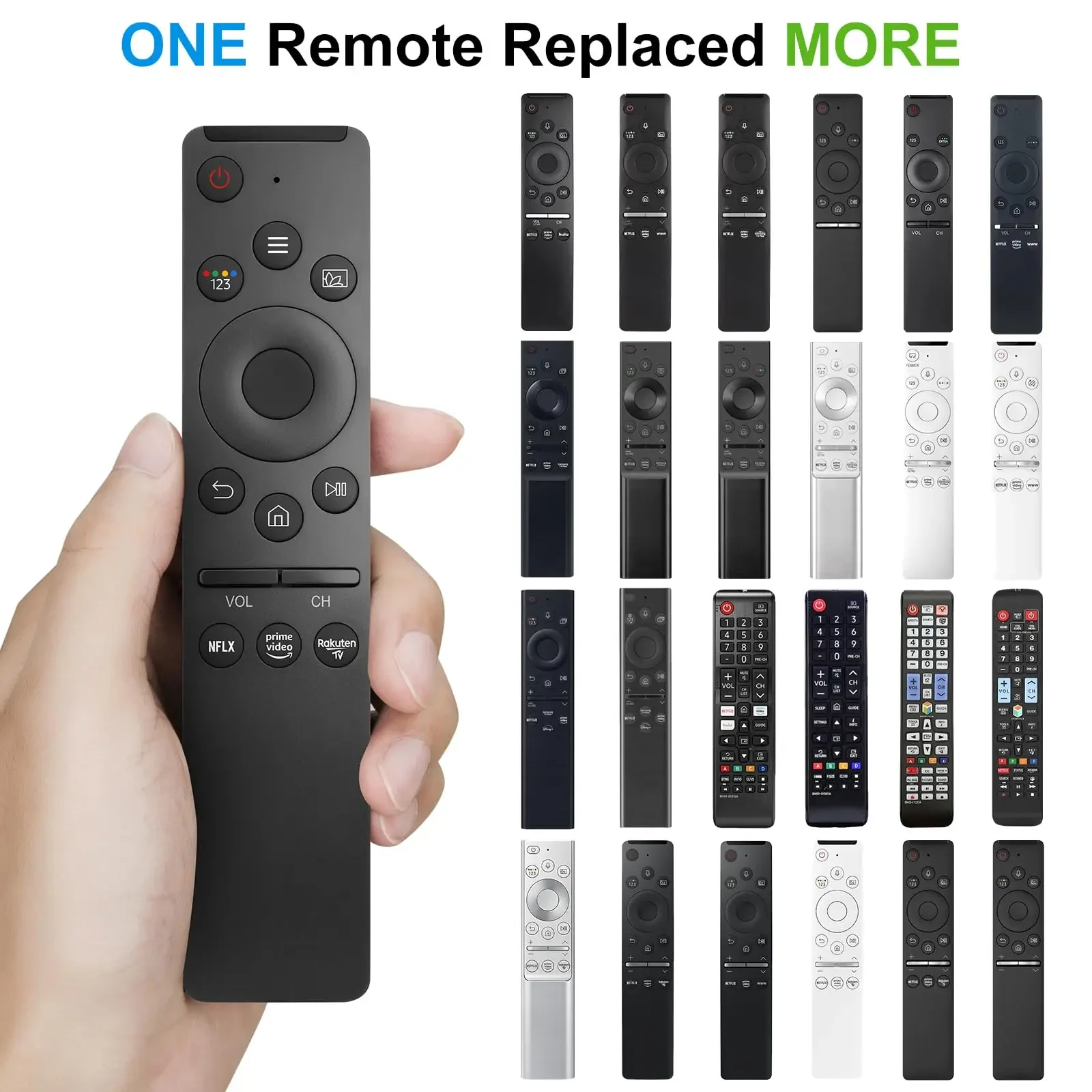 لأجهزة التلفاز الذكية سامسونج الأشعة تحت الحمراء للتحكم عن بعد العالمي LCD LED UHD QLED 4K 8K HDR مع زر تلفزيون Netflix Prime Video Rakuten