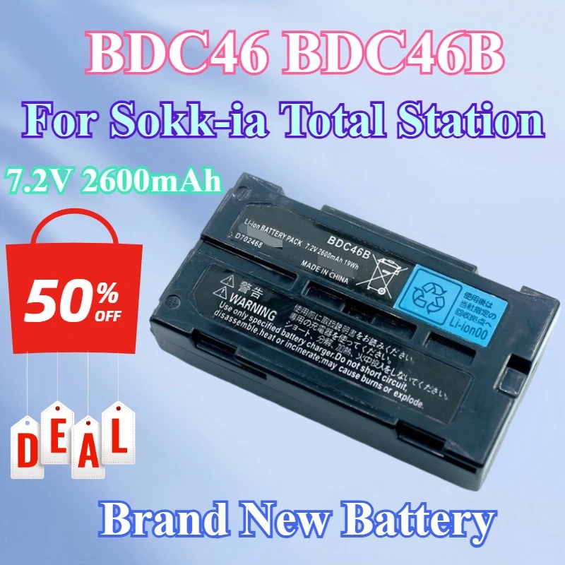 

Brand New 7.2V 2600mAh BDC46 BDC46B Battery For Sokk-ia Total Station SET230R SET300 SET330 SET530 SET63 SET/ NET 210/510/6100