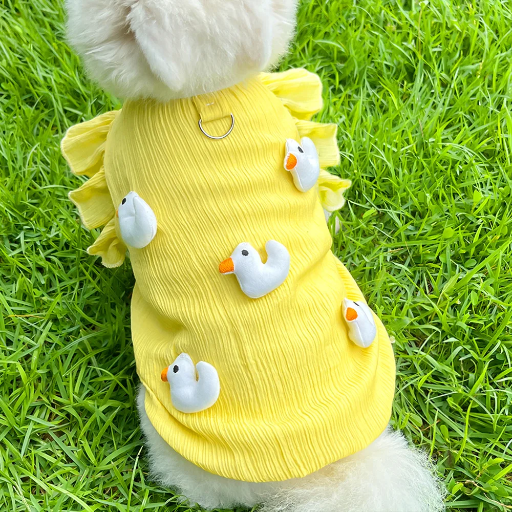 Pet Flying Sleeve Duck Cute Top Can Traction Dog Cat Supplies Teddy Short Sleeve Top Dogs Summer Travel Sunscreen Dog Vest