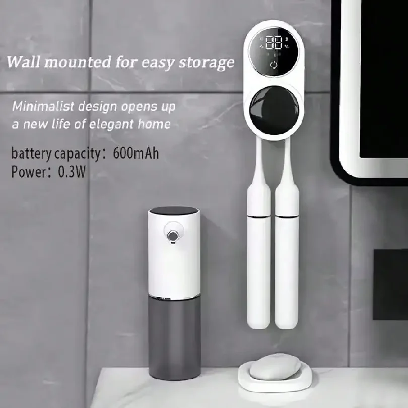 Wall-mounted Toothbrush Holder, Intelligent Sterilizer & Dryer, Fits Most Walls, Automatic Disinfection For Toothbrushes.