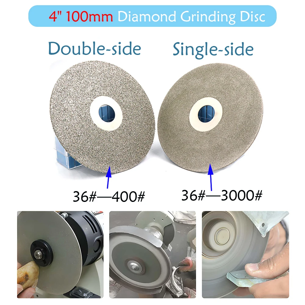 

1-10Pcs 4" 100mm Diamond Coated Flat Lap Wheel Lapidary Polishing Grinding Disc Single/Double Side 36-3000 Grit 16mm Bore
