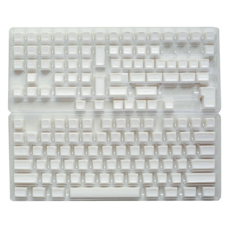 

142PCS Double Shot Keycaps Thick PBT Two-color Injections White Like Theme For 61/68/87/96/104 Mechanical Keyboards