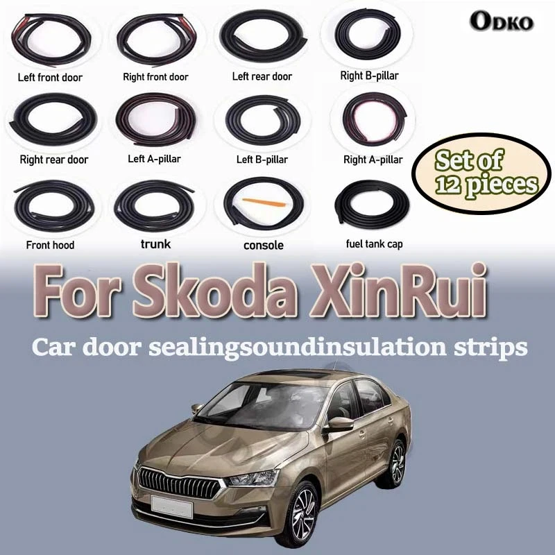 Car Door Seal Strip Rubber Noise Insulation Dustproof Seal Strip Not easy to Fall off For Skoda XinRui Car Accessories 12Pcs