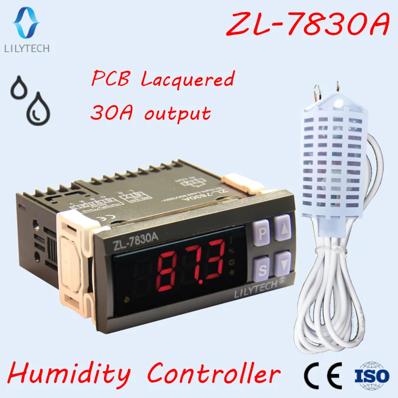 ZL-7830A, 30A relay, 100-240Vac, Humidity Controller, Hygrostat, Lilytech