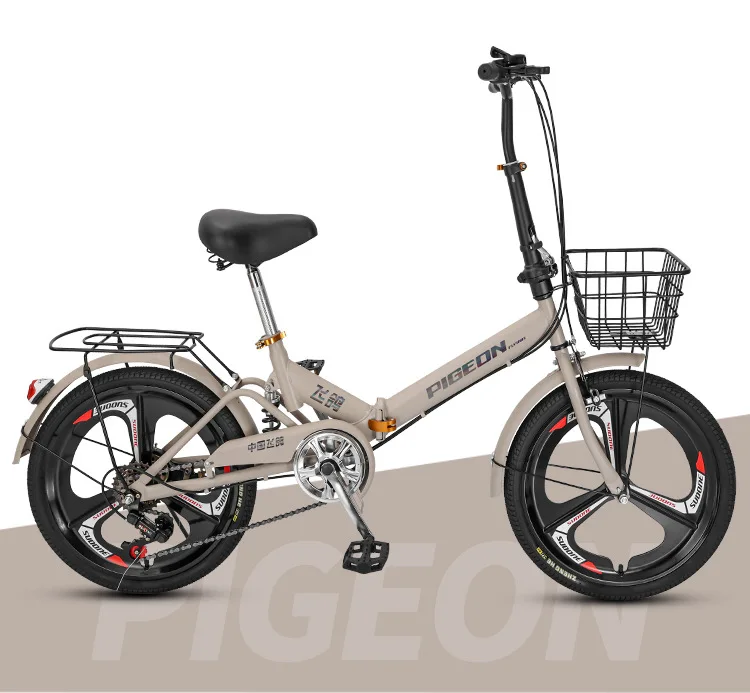 Foldable 20 Inch Lightweight Portable Bicycle Shock Absorbing Multi Speed Folding Bike Commuter Urban Men Women Student Adult