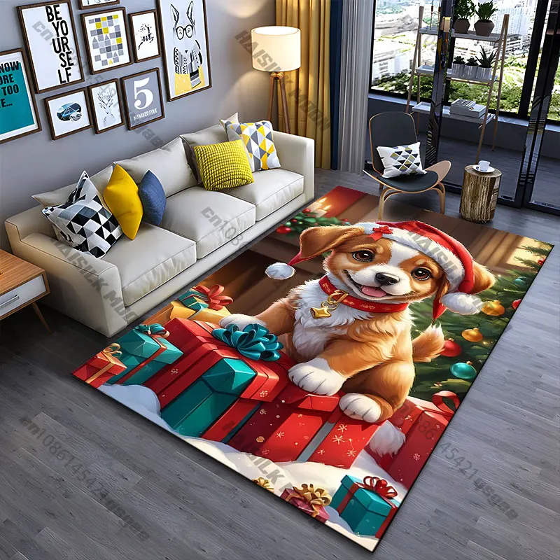 Festive dog Christmas celebration carpet Yoga living room room decor children's crawling mat doormat area rug games mat