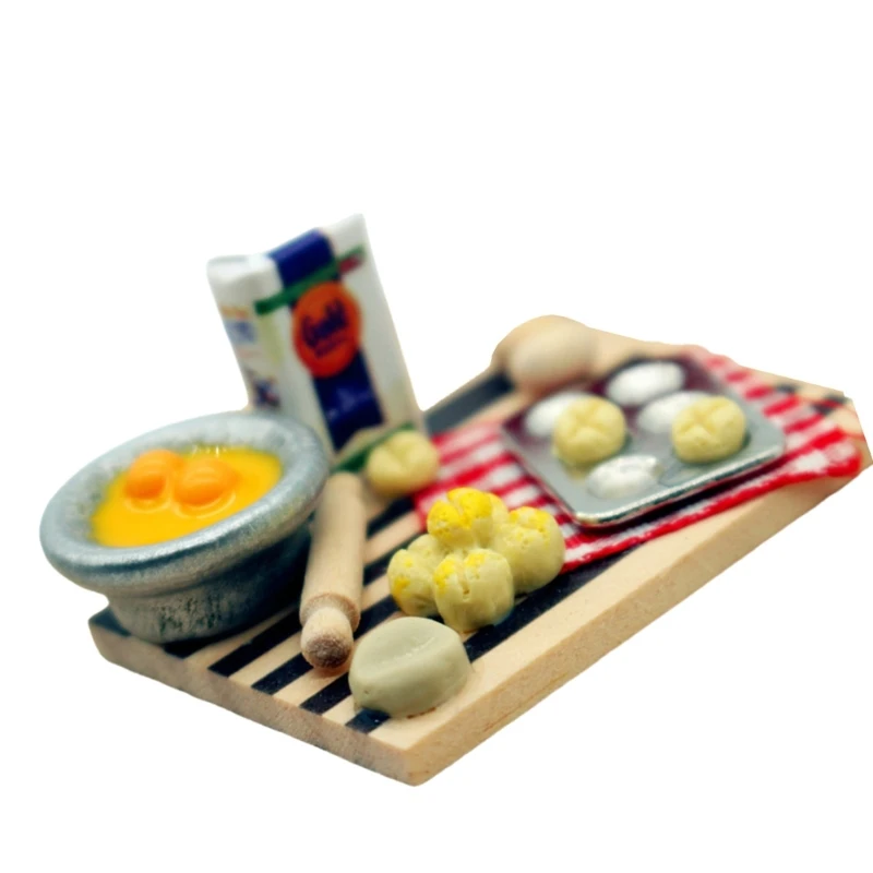 

Кукольные домики, кухонная столешница, модель пекарни с имитацией продуктов питания, деревянная смола, пластиковый аксессуар для