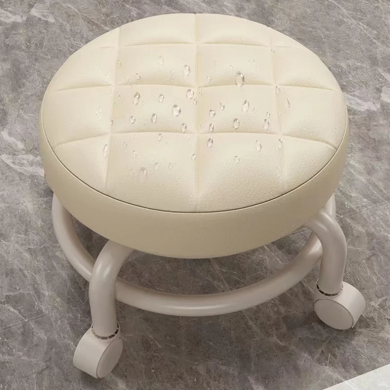 Universal Wheel Small Stool Home Pulley Low Stool Wheeled Bench Small Round Stool Sofa Stool Small Chair Plastic Backrest image 5
