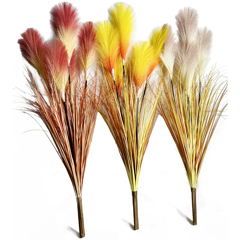 New Fake Reed Bouquet Silk Onion Grass Large Artificial Tree Wedding Flower Plastic Autumn Plants for Home Room Party Decoration