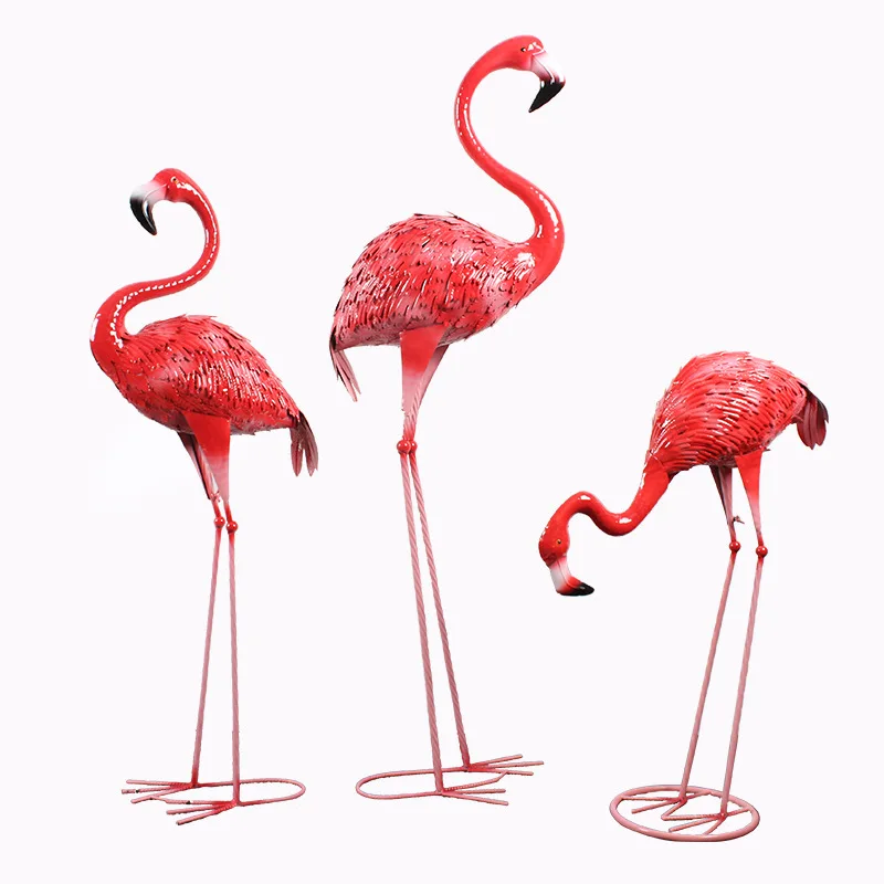 4KRZ Wedding Wrought Iron Flamingo Ornaments Window Decoration Courtyard Villa Outdoor Mall Floor Ornaments Garden Moving