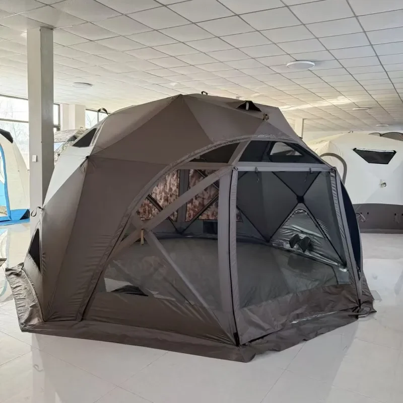 Octagonal Spherical Tent with Oversized Viewing Window Double Mesh Outdoor Camping Ball Tent Flame Retardant Installation