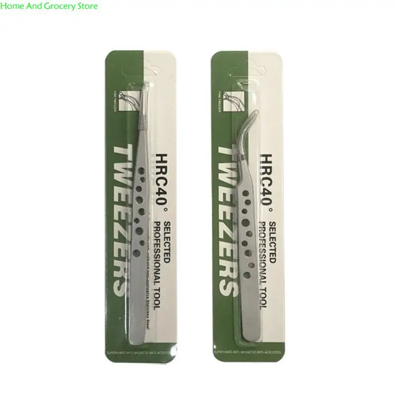 

0XXA 2pcs Practical Stainless Steel Tweezers With Nine Hole Design For Easy Handling