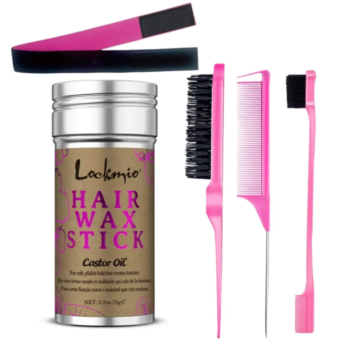 LOCKMIO 75g Smooth Wax Stick for Wig Broken Hair Finalizing Artifact Natural Strawberry Scent Convenient Styling Solid Hair Wax