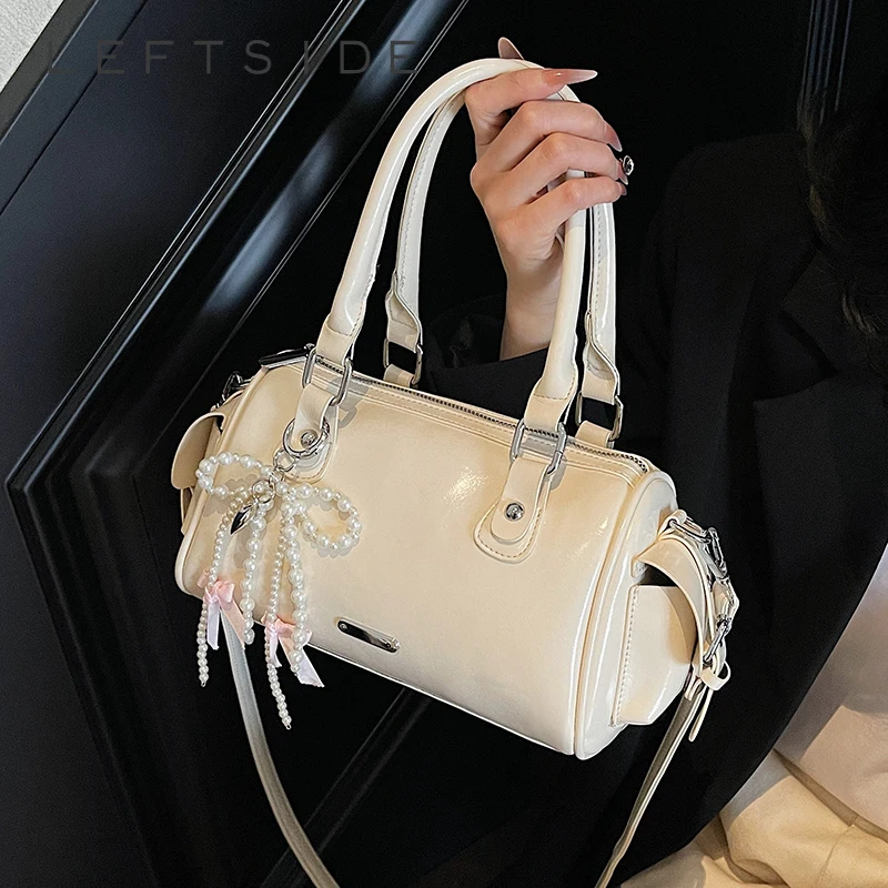 

LEFTSIDE Design PU Leather Small Crossbody Bags Lady Shoulder Bag for Women 2025 New Trend Short Handle Handbags and Purses
