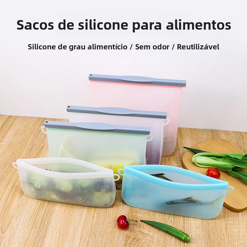 シリコン製電子レンジ対応鮮度保持バッグ、果物と野菜用、再利用可能なエコフレンドリー食品保存袋
