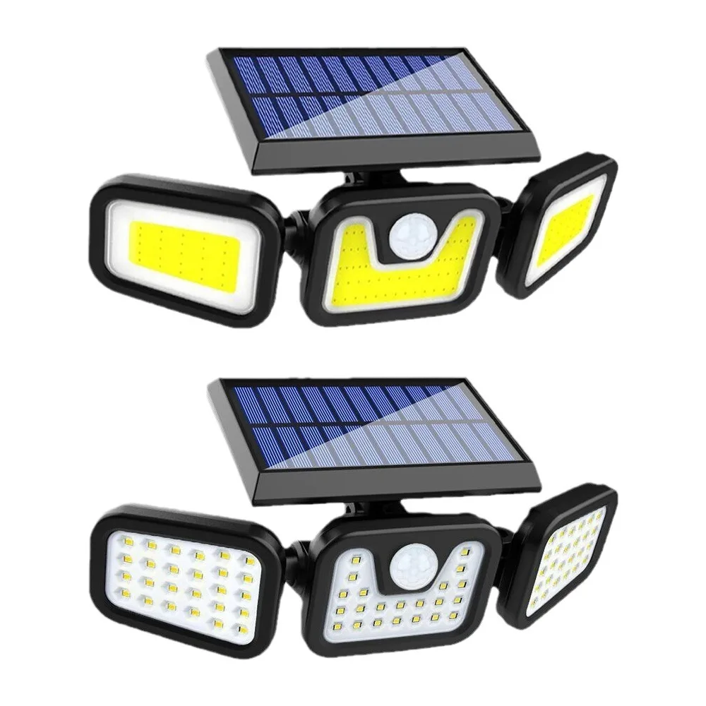 مصباح جداري يعمل بالطاقة الشمسية مقاوم للماء في الهواء الطلق، 3 مصابيح حديقة شمسية LED قابلة للدوران للحديقة والفناء، مع وظيفة استشعار الحركة #4