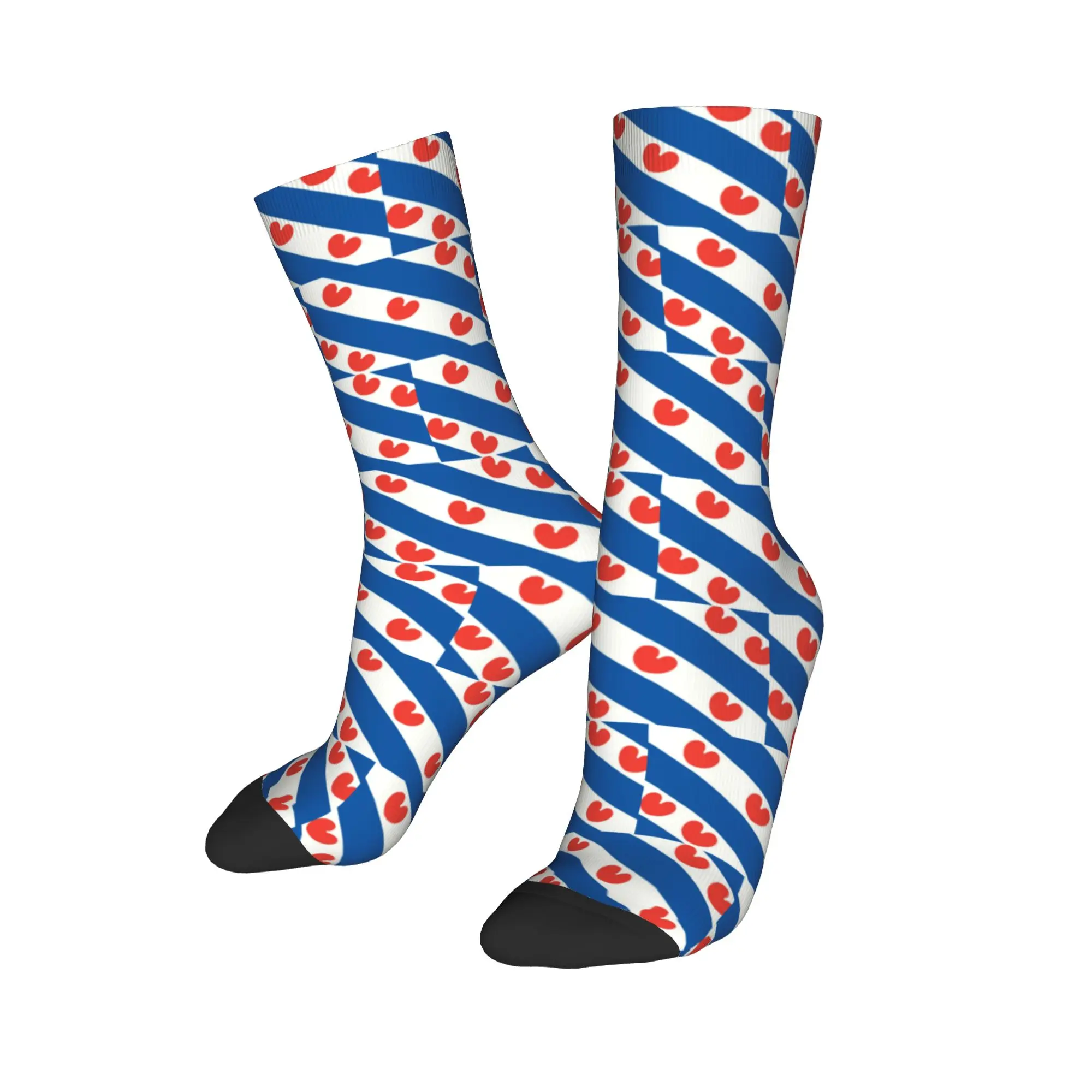 Custom Friesland Flag Men's Crew Socks Unisex Novelty Netherlands Holland Spring Summer Autumn Winter Dress Socks