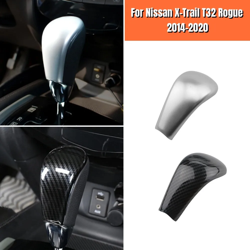 

ABS Carbon fiber Silver Car Gear Head Trim For Nissan X-Trail XTrail T32 Rogue 2014-2020 Accessories Gear Head Shift Knob Cover